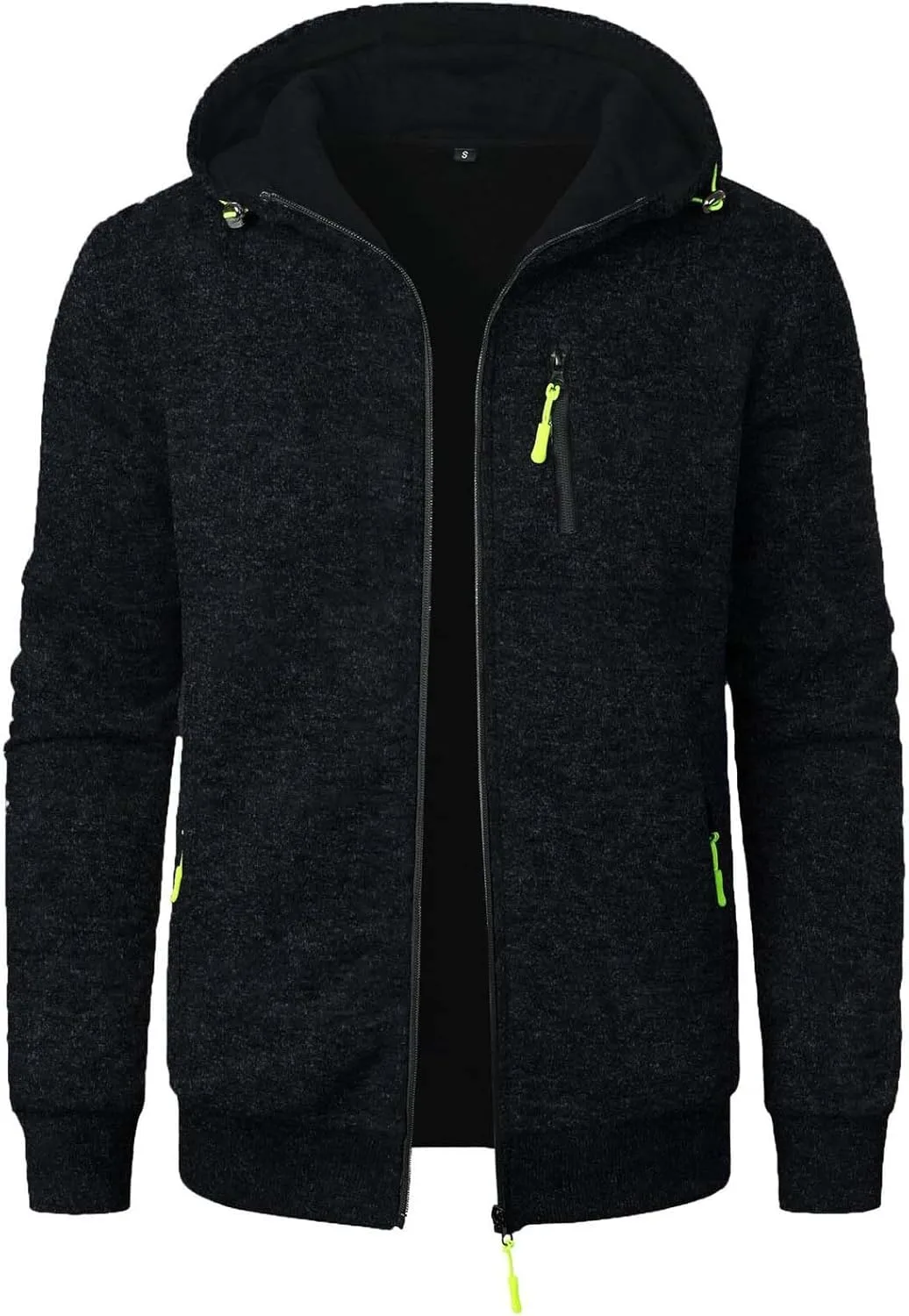 

Мужская однотонная толстовка с капюшоном на молнии QUNPIU