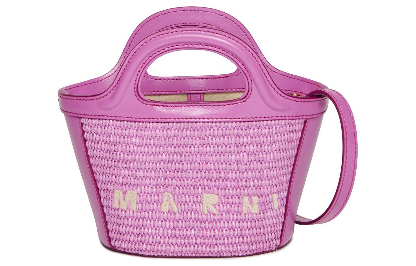 

MARNI Кожаная сумка через плечо с рафией, кроссбоди, женская сумка extra small kids' violet