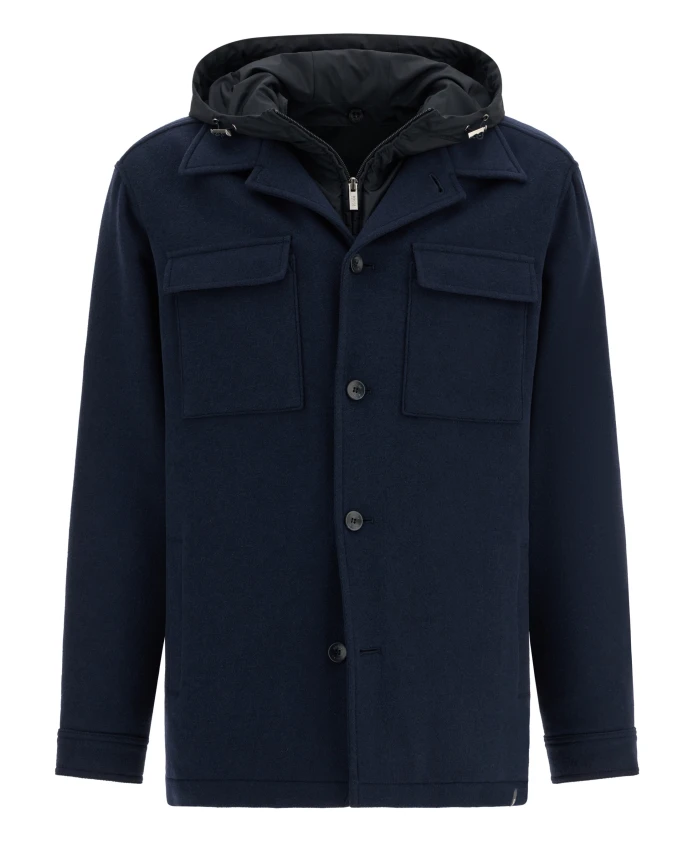 

Рубашка-Куртка из шерсти с вставкой Link Boggi Milano, синий