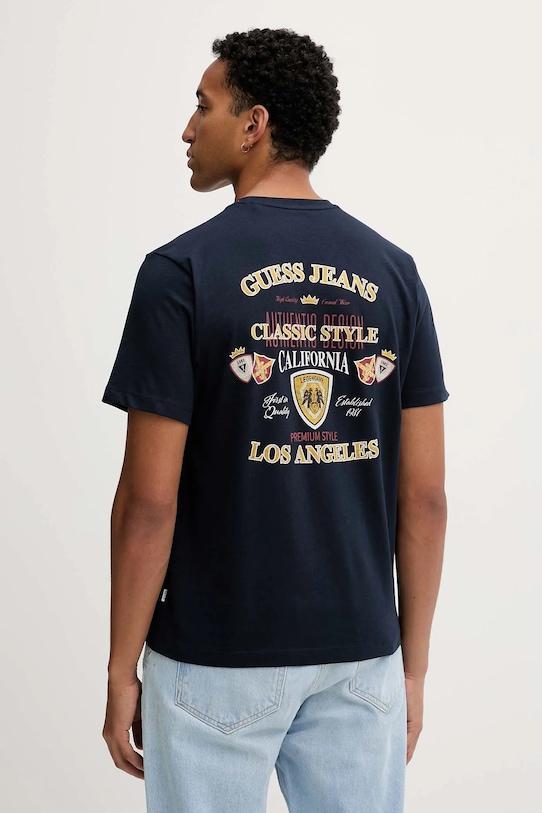 

Хлопковая футболка Guess Jeans, темно-синий