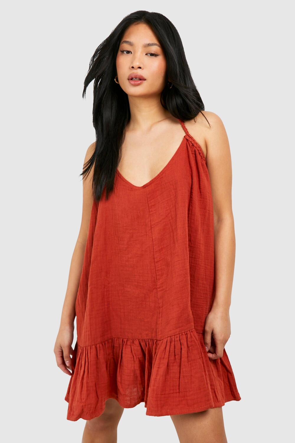 

Миниатюрное платье из марлевой ткани Petite boohoo, оранжевый