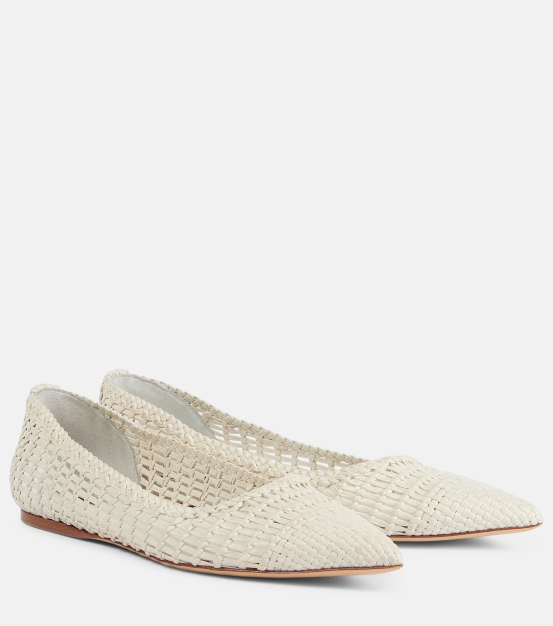 Балетки Milos из плетеной кожи Gabriela Hearst, Pearlized White