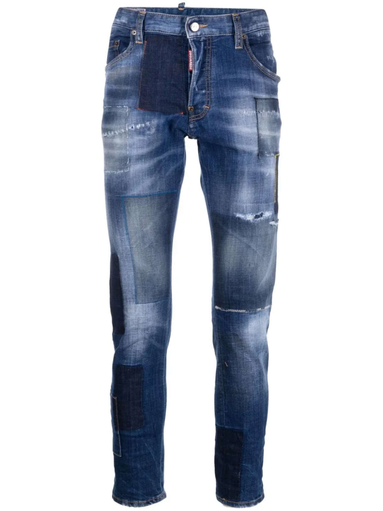 

DSQUARED2 узкие джинсы в технике пэчворк, синий