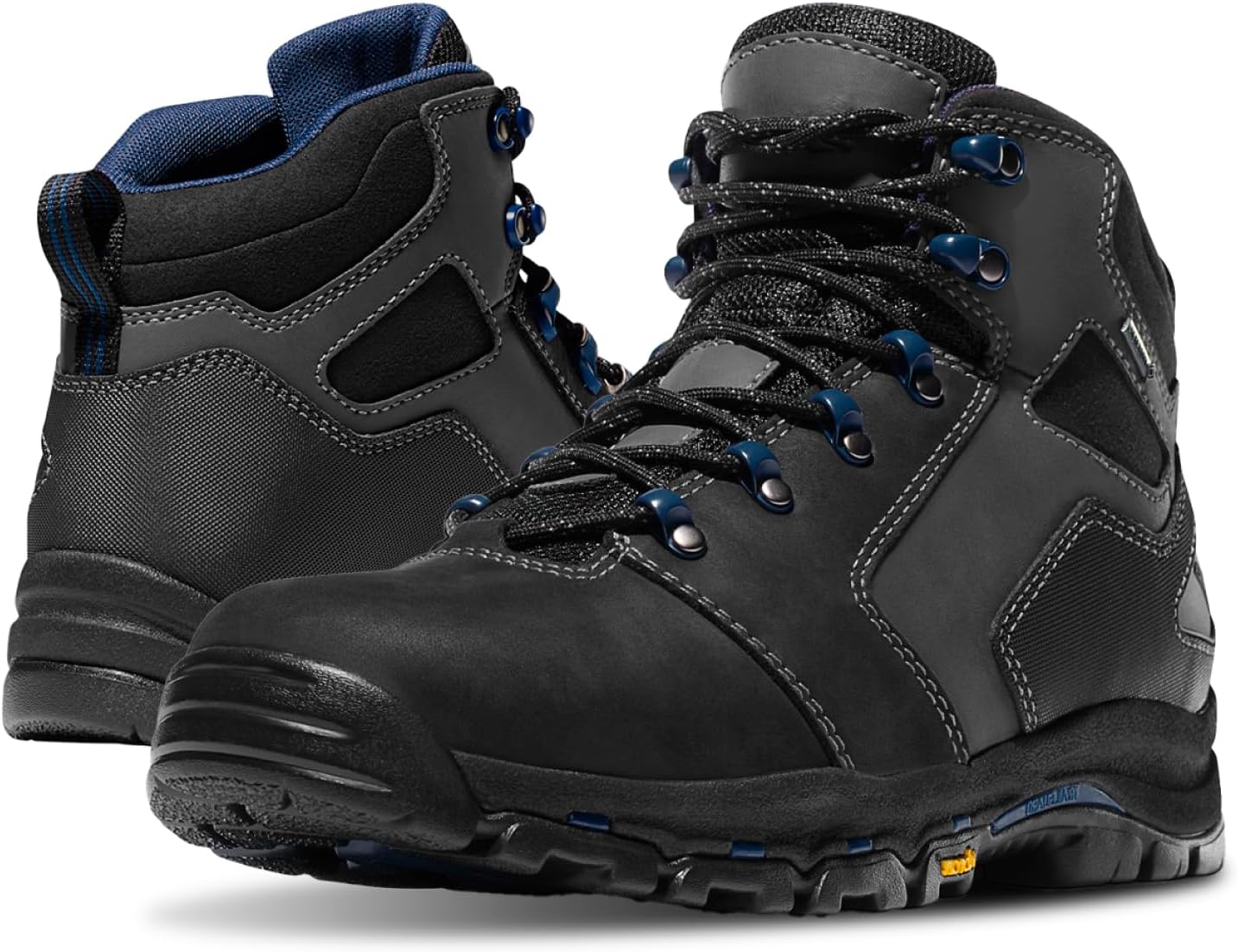 

Мужские ботинки Danner Vicious 4,5 водонепроницаемые - из кожи полного зерна с дышащей подкладкой Gore-Tex, системой быстрого шнурования и противоскользящей подошвой с каблуком, черный/синий