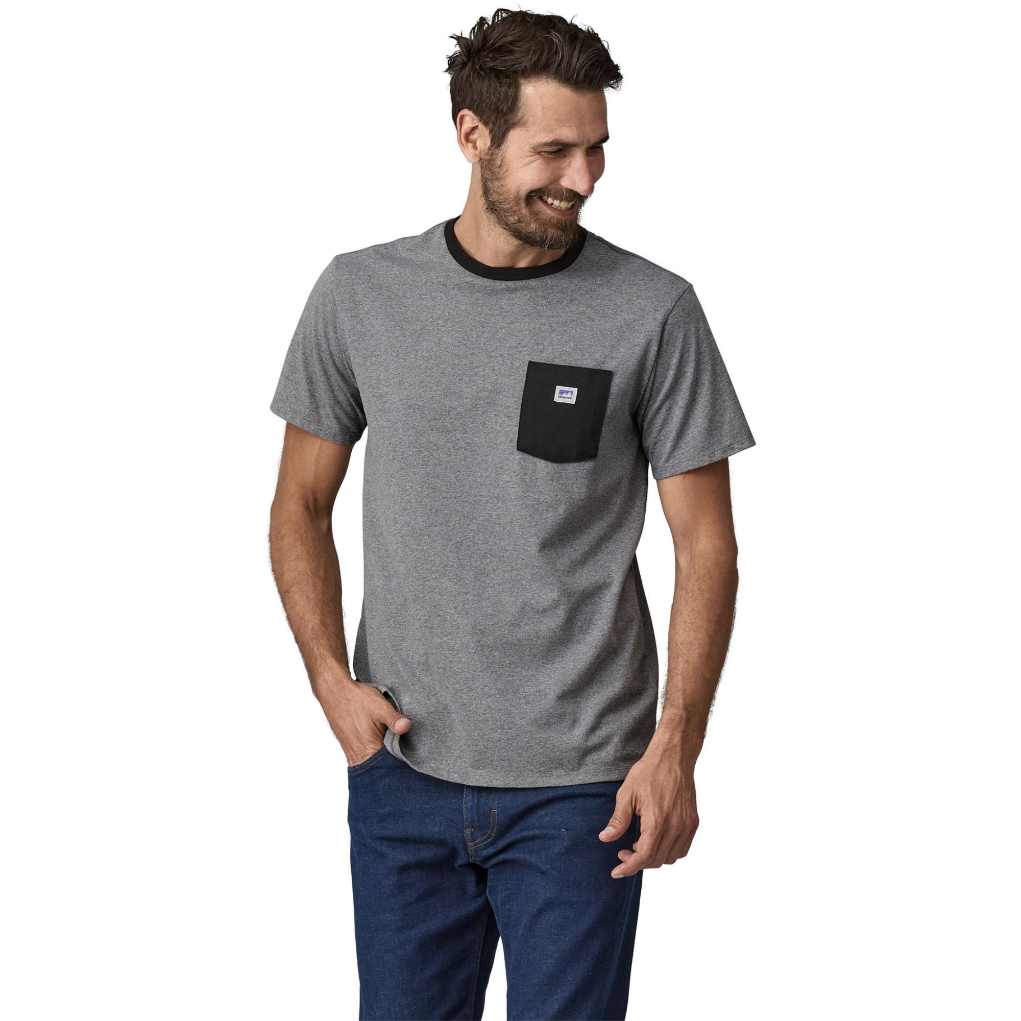 

Мужская футболка с наклейкой для магазина Responsibili-Tee Shirt Patagonia, Gravel Heather