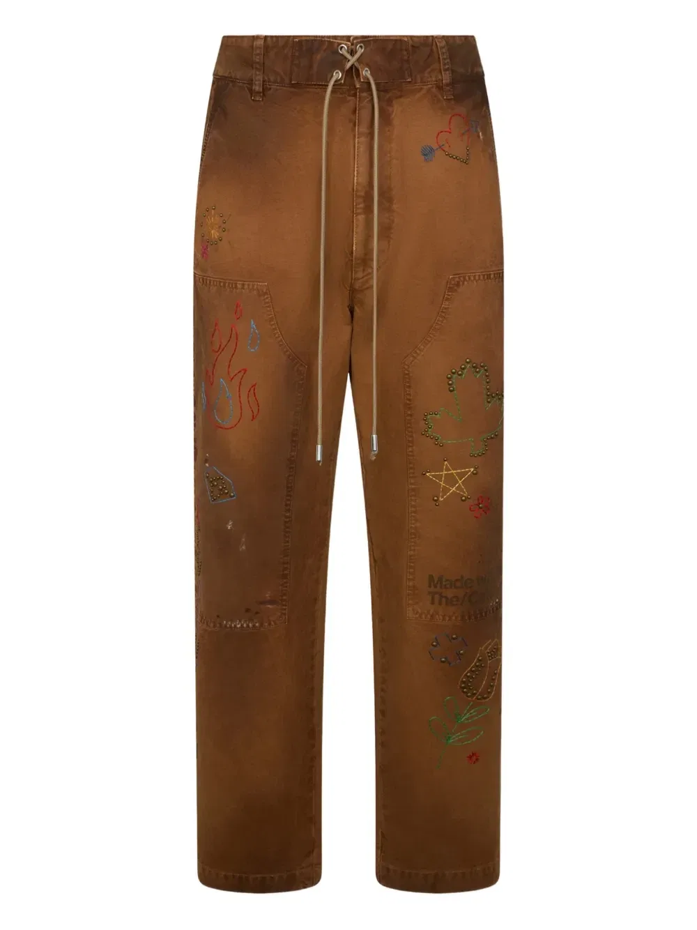 Брюки с кулиской и заклепками DSQUARED2, коричневый