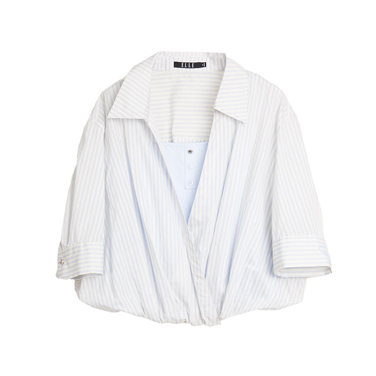 

ELLE Футболка Fun Collection для женщин с синим лацканом