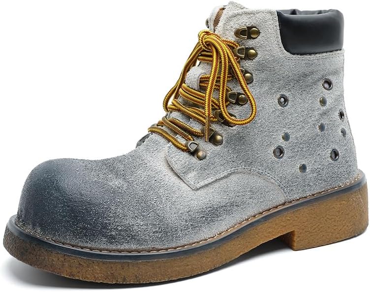 

Мужские ботинки челси, кожаные ботинки в стиле милитари, толстая подошва, нескользящая и износостойкая, повседневные, удобные, классические кожаные туфли Zestrelax, серый