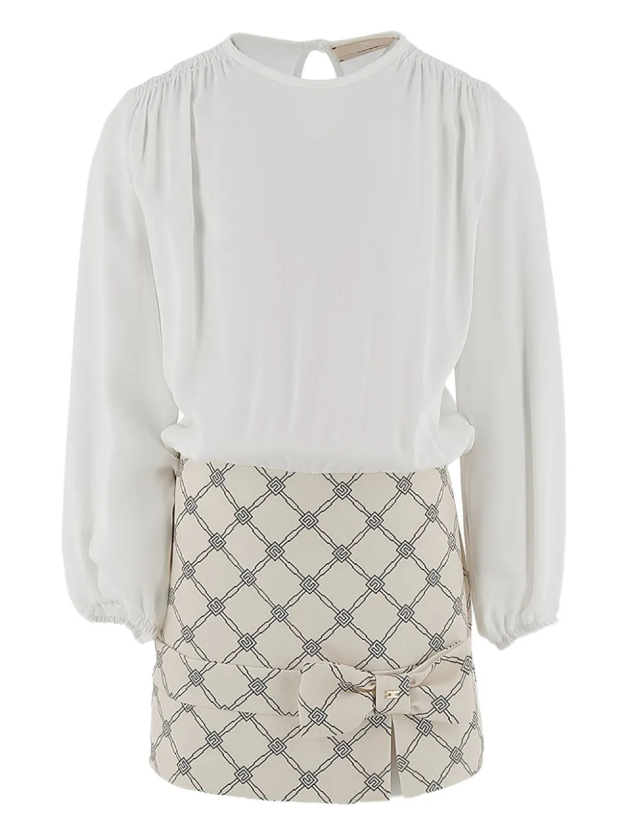 

Elisabetta Franchi Kids мини-платье с бантом и геометрическим принтом, белый