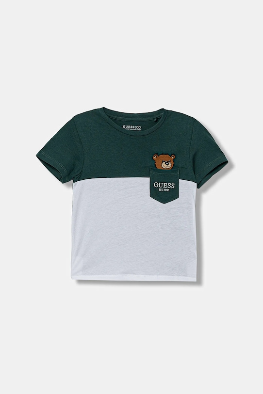 

Детская хлопковая футболка Guess, зеленый