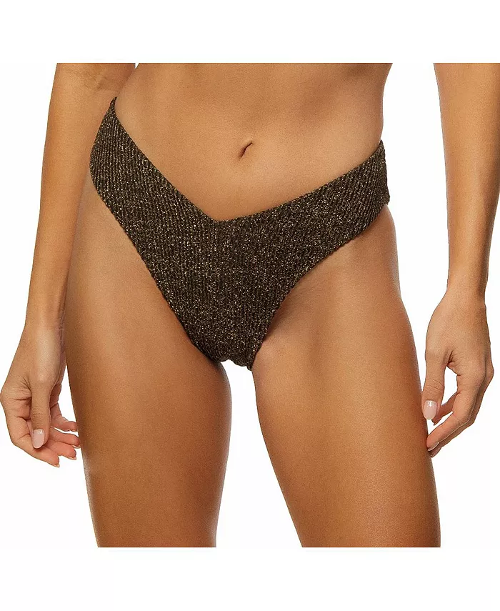 

Женские классические плавки бикини с V-образным вырезом и люрексом Guria Beachwear, черный