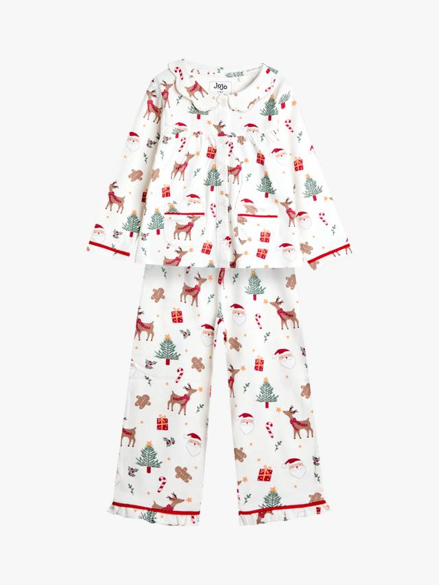 

Детский пижамный комплект с рождественским принтом и красивым воротником JoJo Maman Bébé, Cream