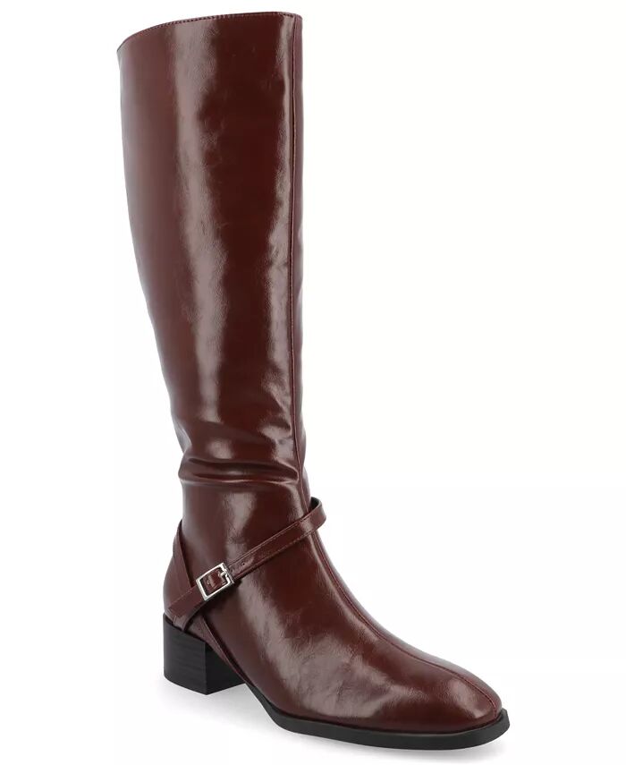 Женские сапоги для верховой езды Rhianah Wide Width Wide Calf Heel с высоким коленом Journee Collection, коричневый