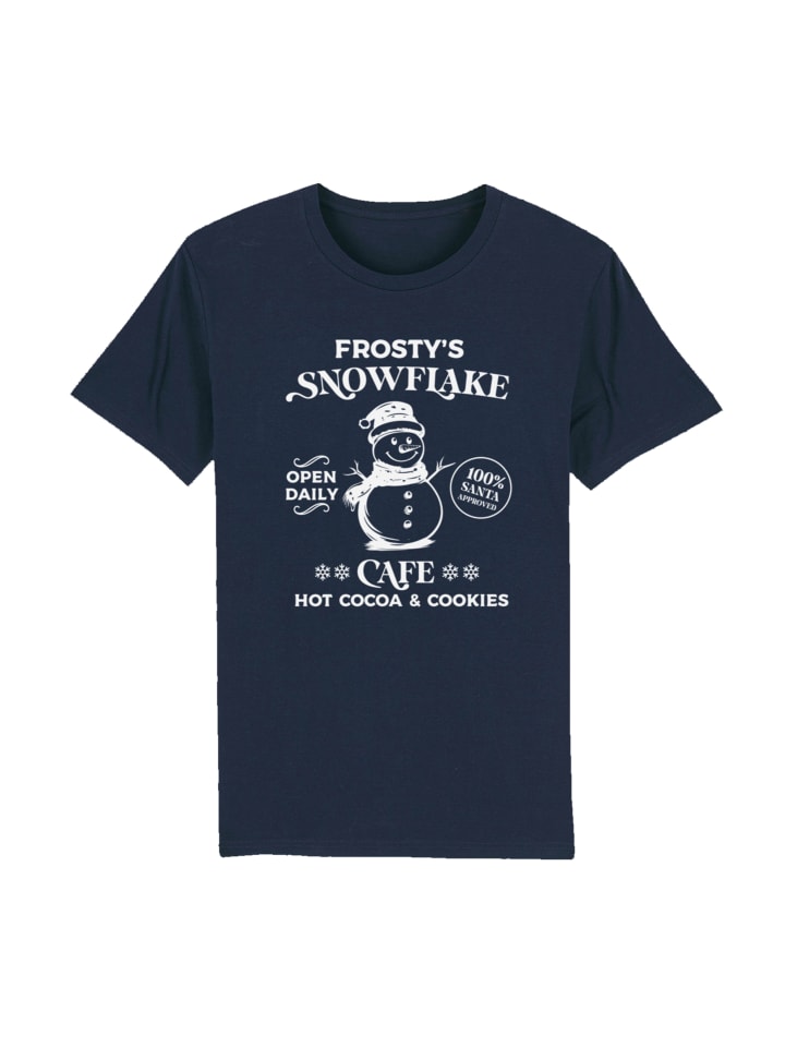 

Футболка F4NT4STIC T-Shirt Frostys Snowflake Cafe Retro Weihnachten, цвет french navy