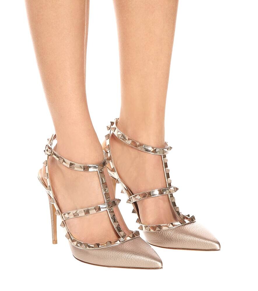 Туфли Rockstud из металлизированной кожи Valentino Garavani, металлик — фото 4