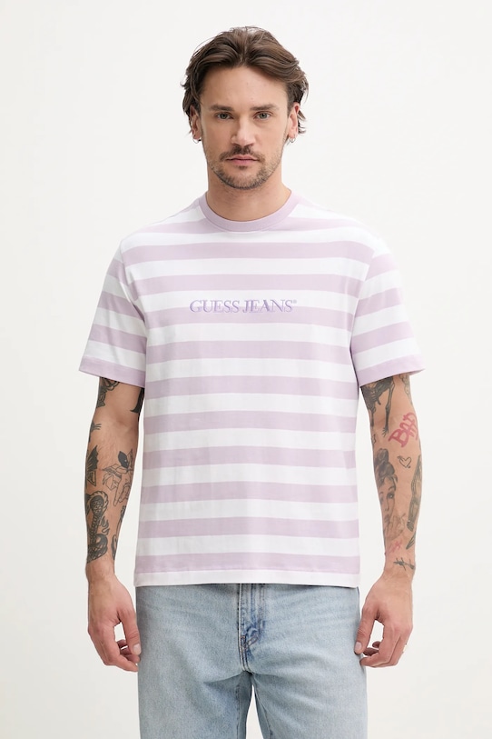 

Хлопковая футболка Guess Jeans, фиолетовый