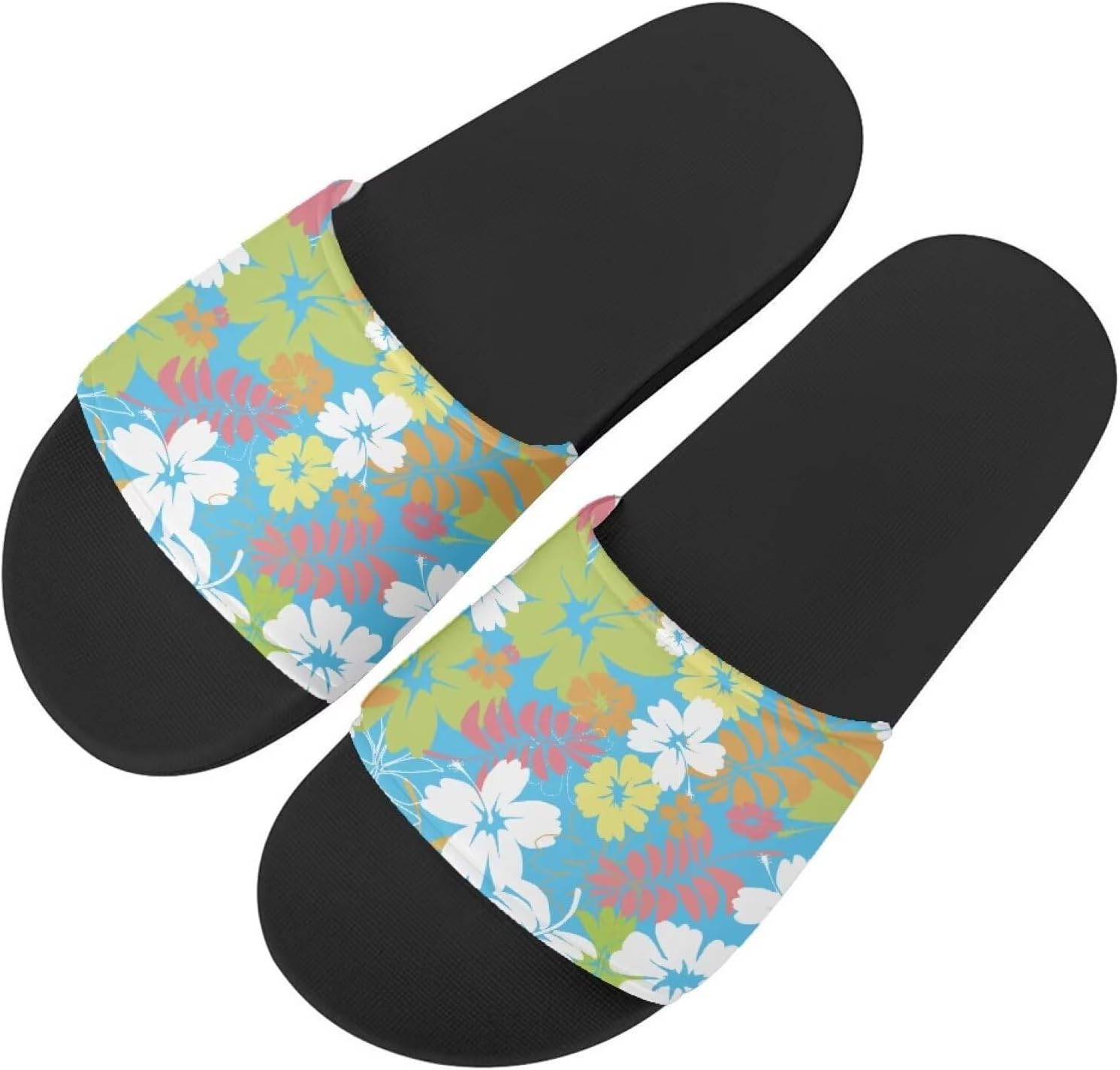 

Женские и мужские модные шлепанцы Binienty, нескользящие летние тапочки для ванной, дома, бассейна и пляжа, Tropical Hibiscus