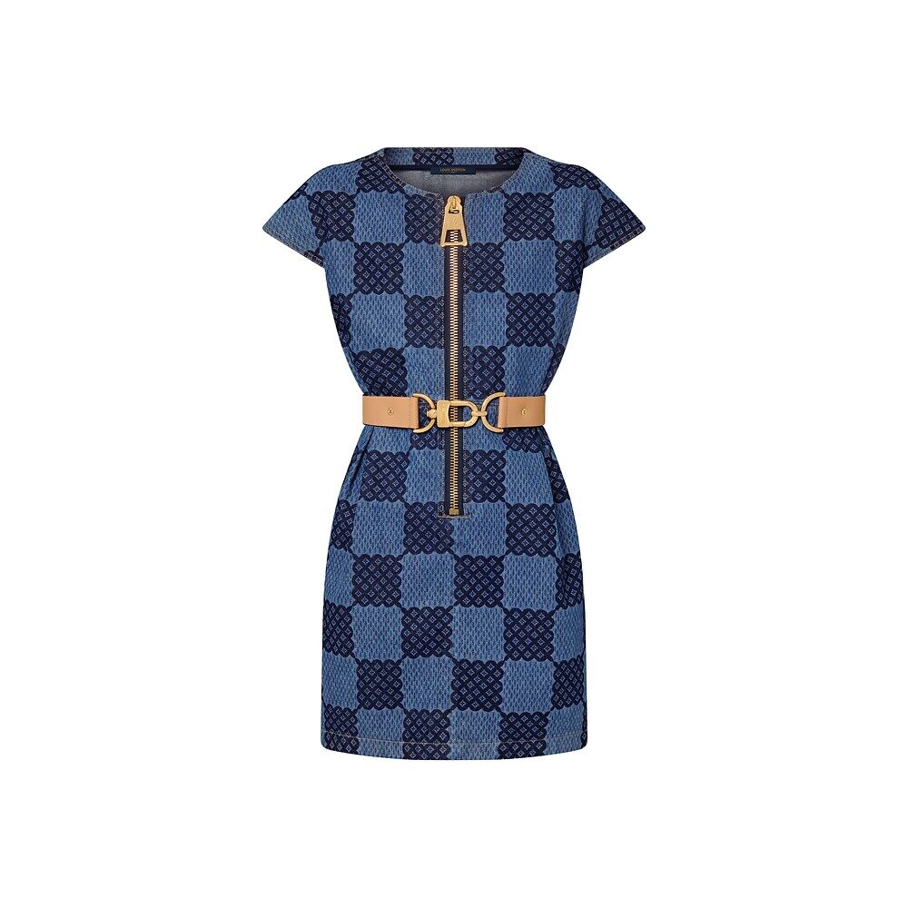 

Платье из денима Damier с деталями XXL Louis Vuitton, синий