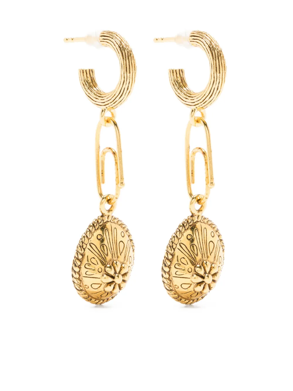 

Серьги-кольца с цветочным шармом Aurelie Bidermann, золотой