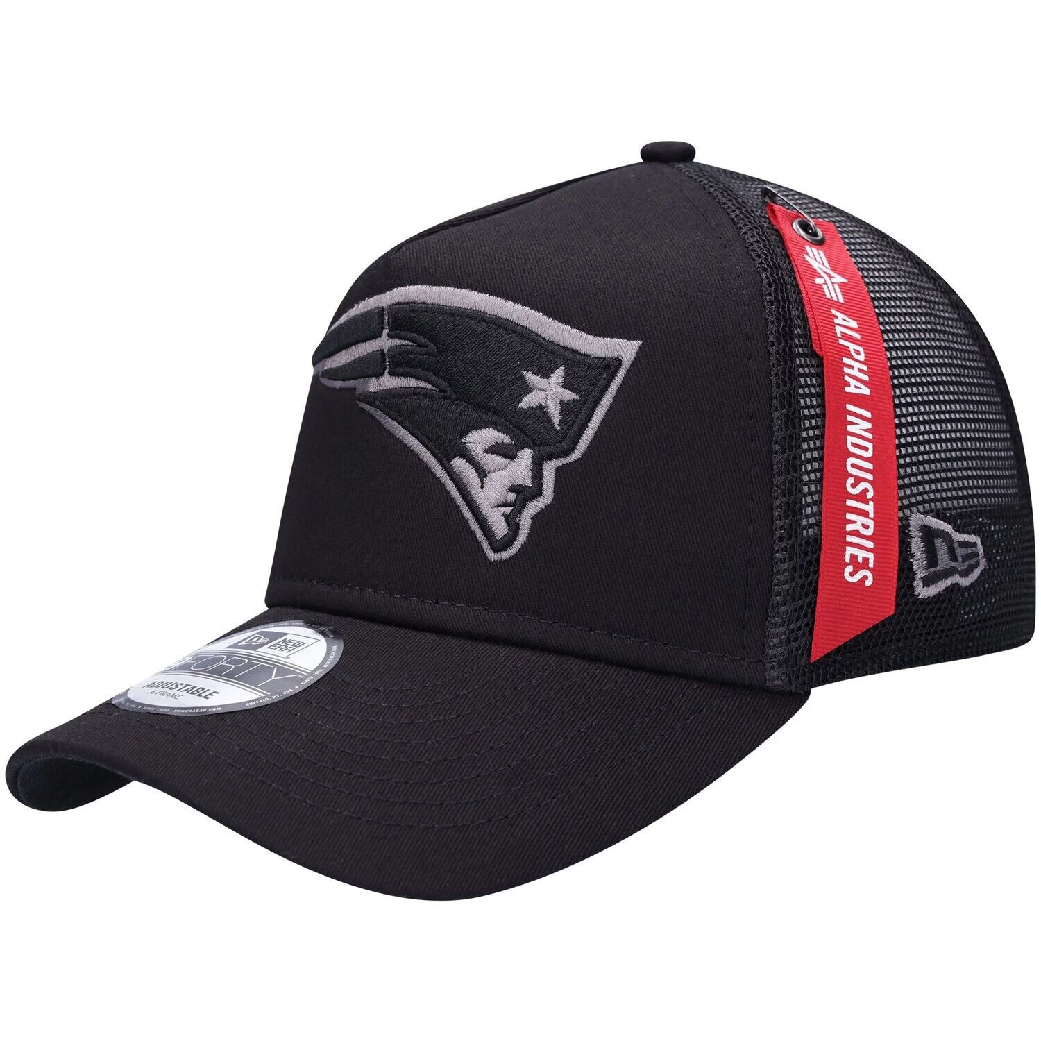 

Мужская черная кепка New Era x Alpha Industries New England Patriots A-Frame 9FORTY Trucker Snapback, Черный, Мужская черная кепка New Era x Alpha Industries New England Patriots A-Frame 9FORTY Trucker Snapback