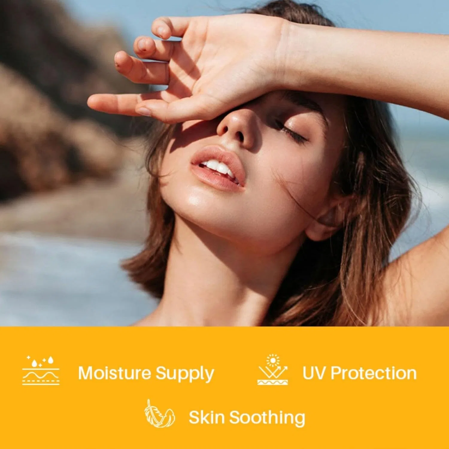 Солнцезащитный крем для лица, увлажняющий, SPF 50 PA+++, 84 г, желтый Generic — фото 4