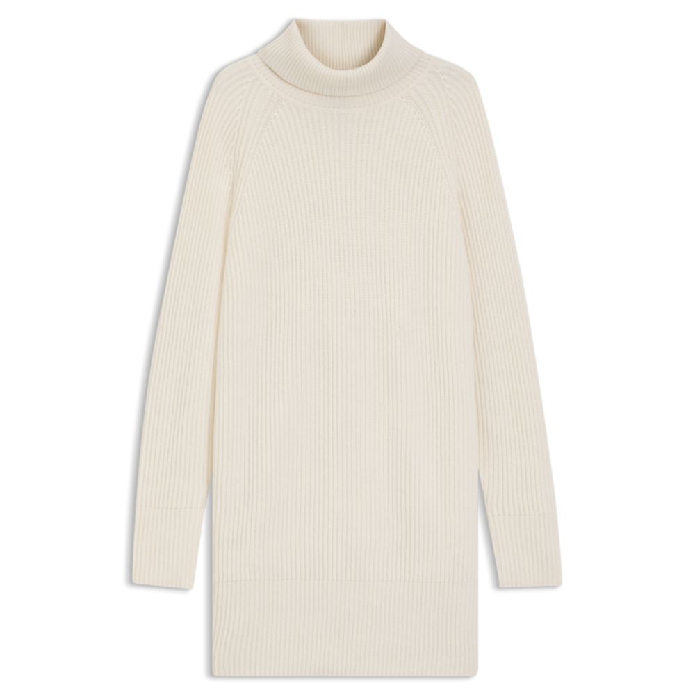 

Платье-свитер с водолазкой из натуральной шерсти и кашемира Boss, белый