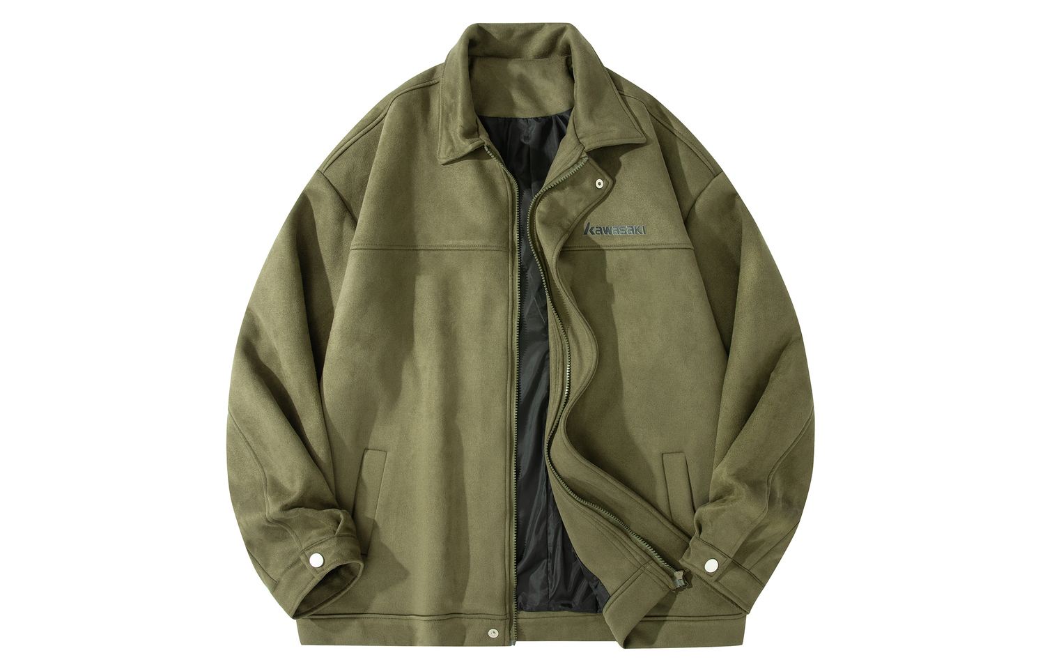 

Куртка унисекс с отворотом, средней высоты, пилотские Kawasaki, army зеленый (basic)