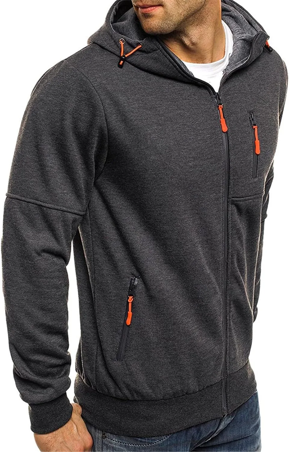 Мужская худи на молнии легкая с карманами Slim Fit — фото 3