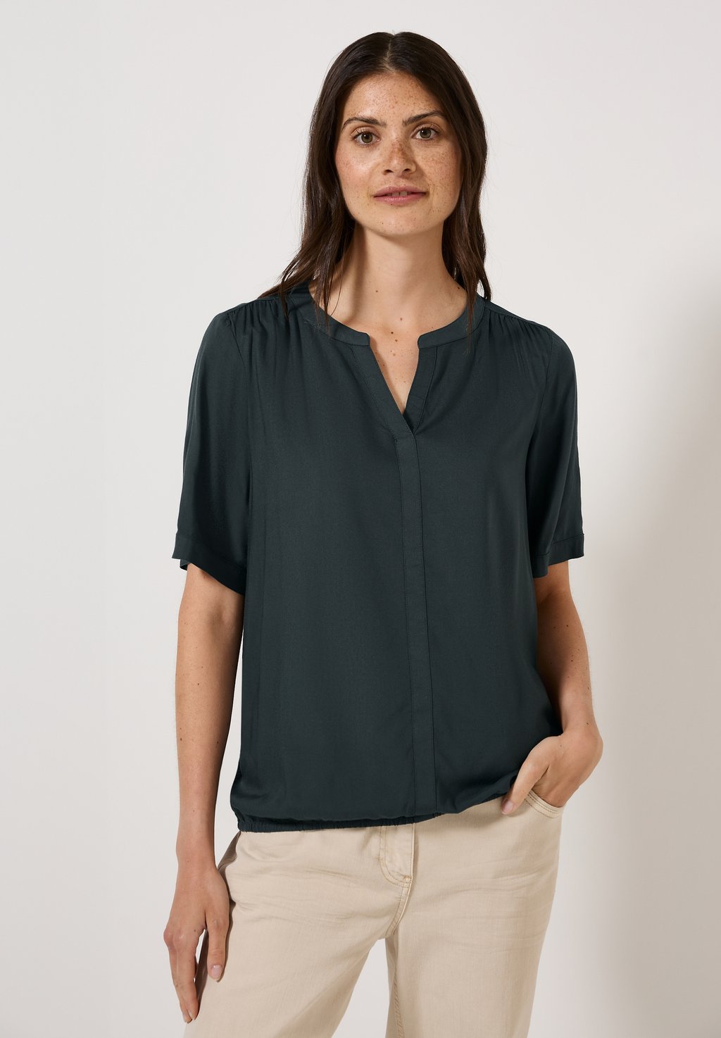 

Блуза SPLIT NECK Cecil, темно-зеленый