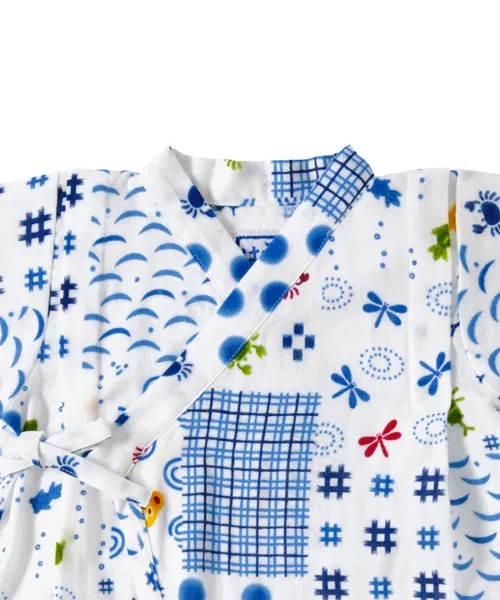Детский комбинезон-кимоно с patchwork принтом, белый — фото 3
