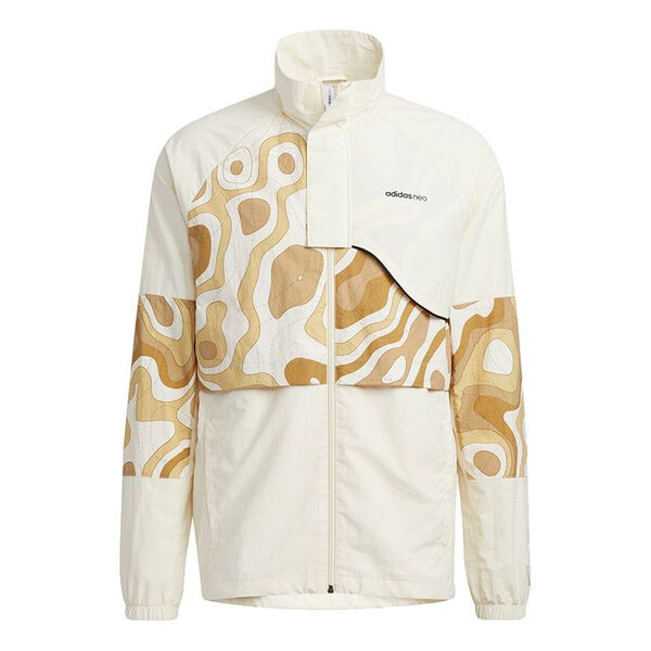 

Куртка Men's adidas neo Cg Jk2 Contrast Color Stitching Sports Stand Collar Logo Jacket Creamy White, цвет creamy