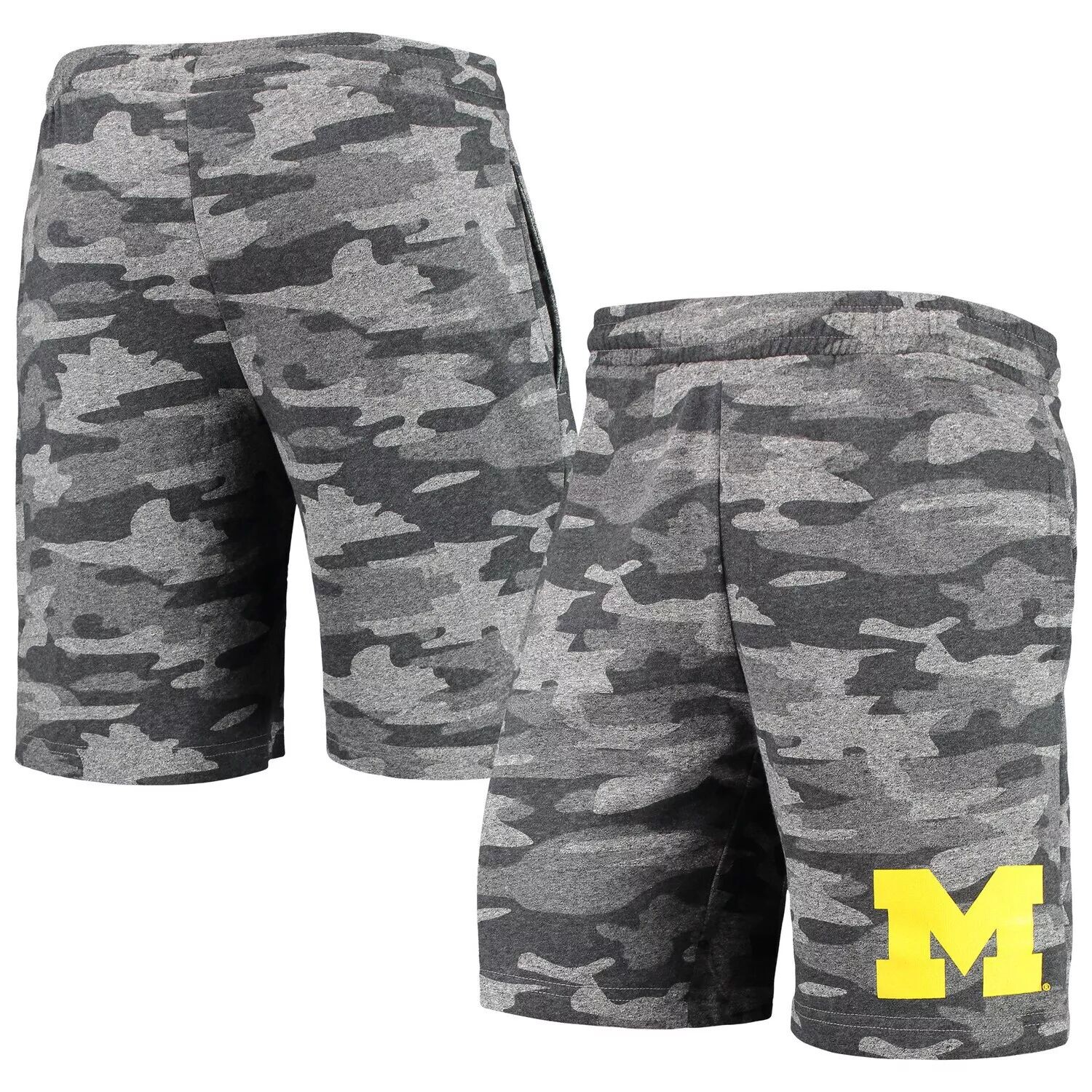 

Мужские шорты Concepts Sport Угольно-серый Michigan Wolverines Camo Backup Terry Jam Lounge Shorts