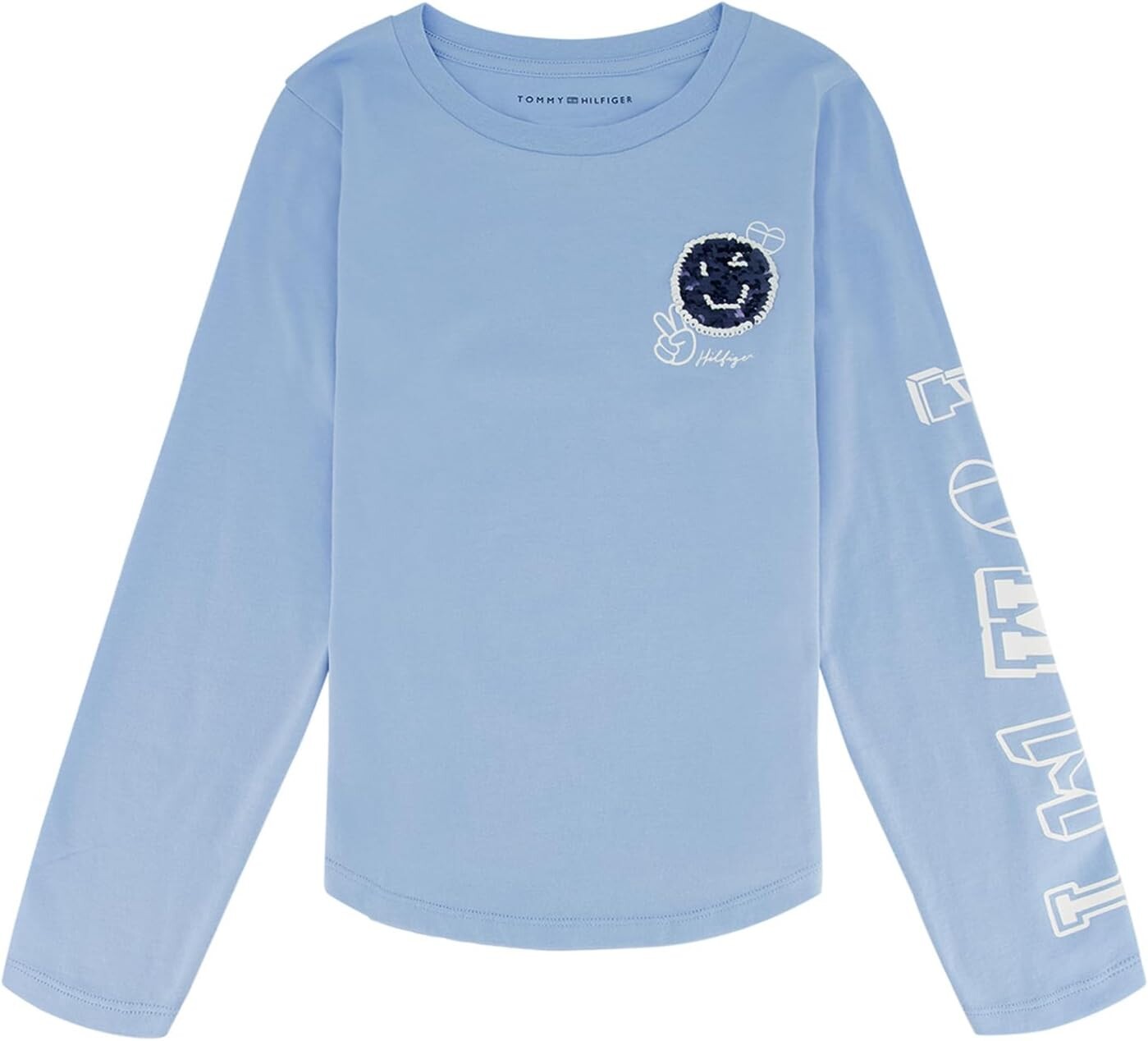 

Футболка Tommy Hilfiger Kids Smiley Sequin Long Sleeve Tee, цвет Blue Bell