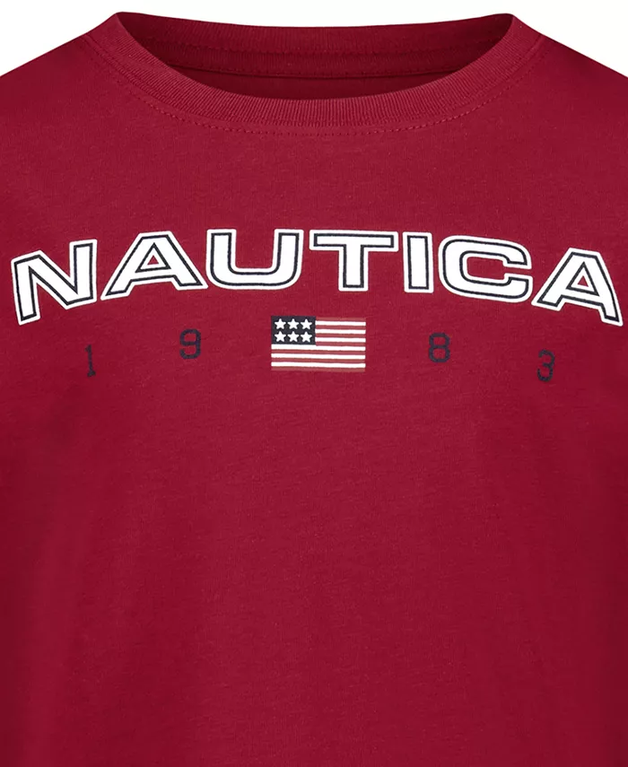 Мальчиковая футболка с длинным рукавом 2T-7 с дизайном флага США Nautica, красный — фото 3