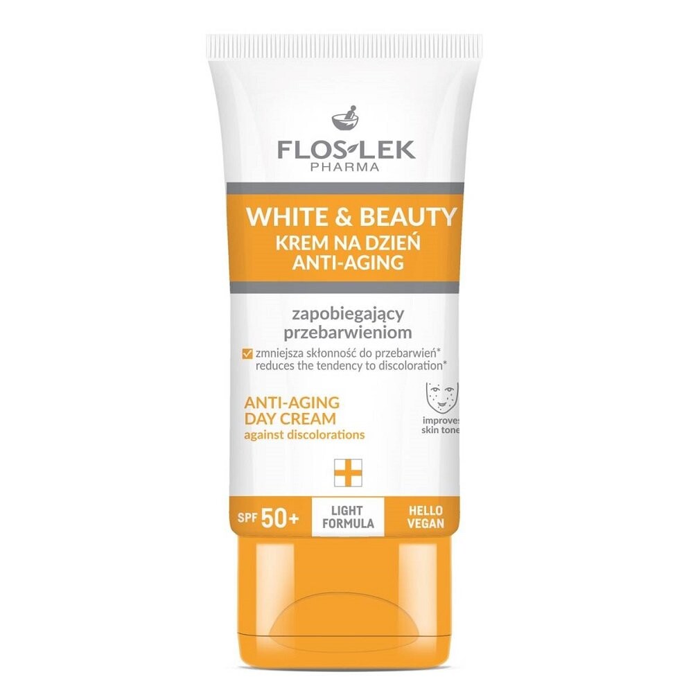 

Floslek, White & Beauty, антивозрастной дневной крем, предотвращающий обесцвечивание SPF50+, 30мл