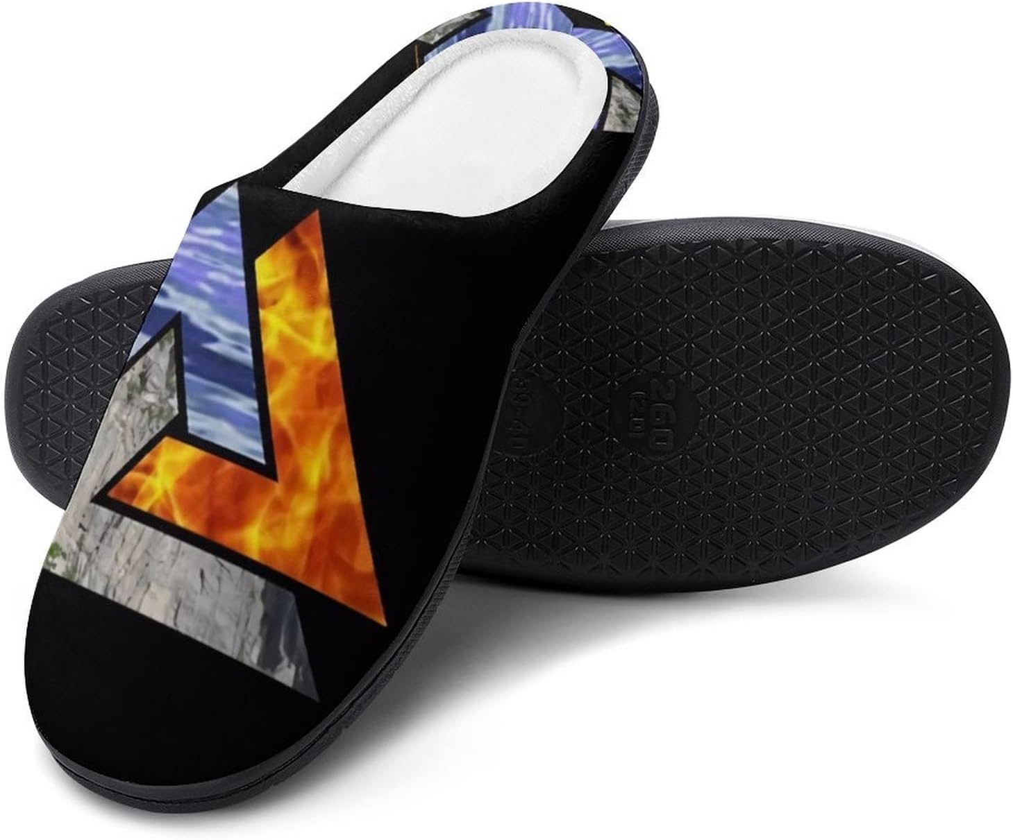 

Мужские тапочки с 3D-печатью в виде викингского компаса, зимние теплые домашние тапочки с мехом, легкие тапочки с резиновой подошвой Yxhzyhy, Tviking Runes