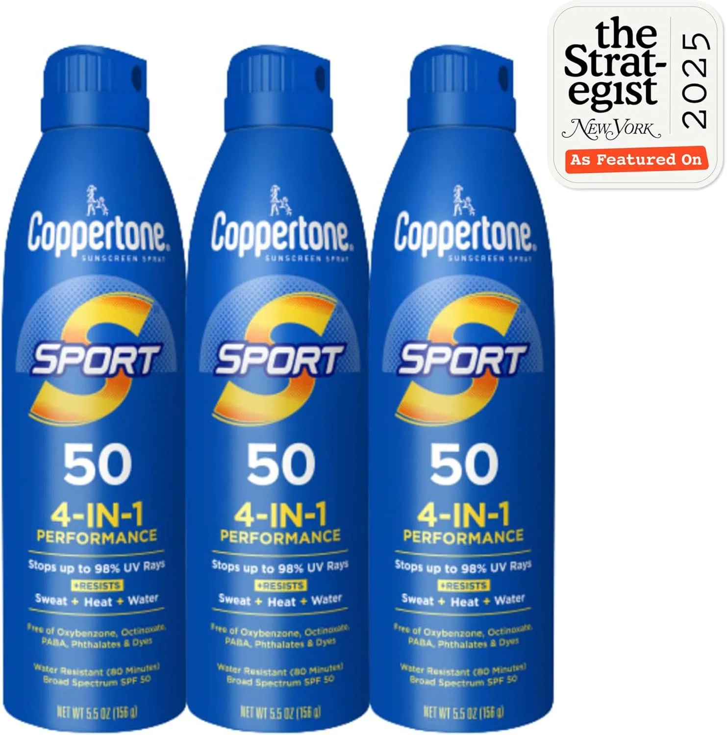 Спрей-солнцезащита Coppertone Sport SPF 50, 3 шт. по 5.5 унций — фото 2