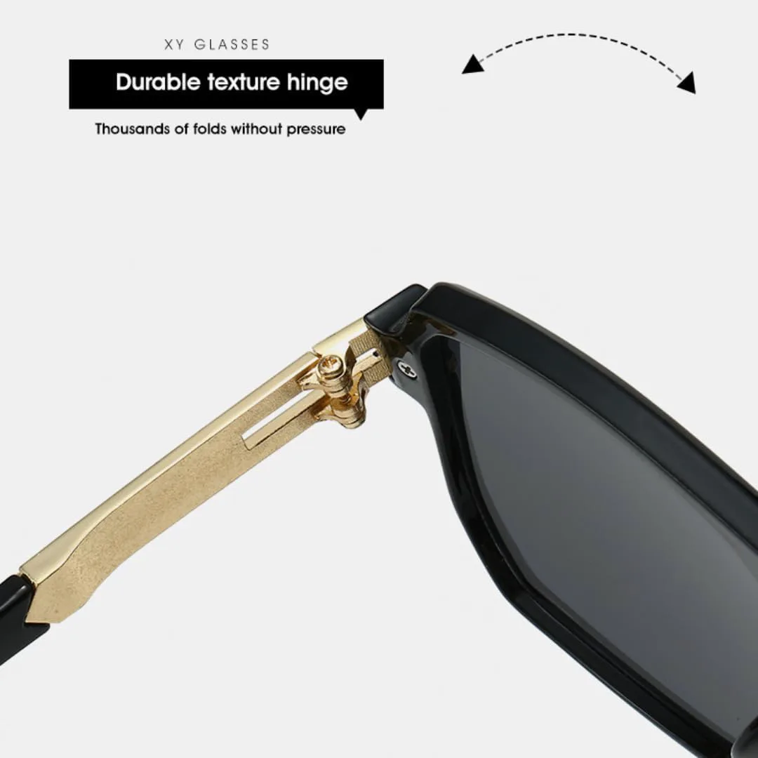 

Большие квадратные солнцезащитные очки для мужчин, декоративный стиль панк, роскошные солнцезащитные очки с защитой от УФ-излучения UV400 UATXTAU, Black Transparent