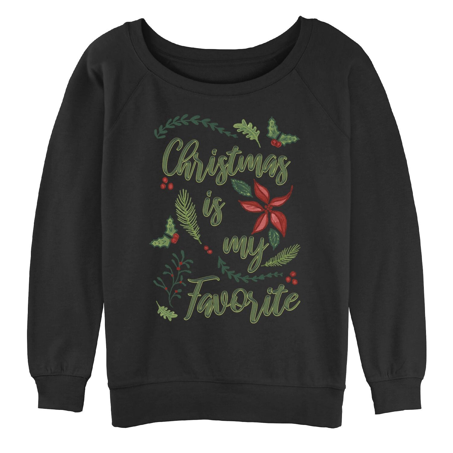 

Свитшот с рисунком «Christmas for Juniors - Ferns and Floral Designs Are My Favorite» Licensed Character, черный