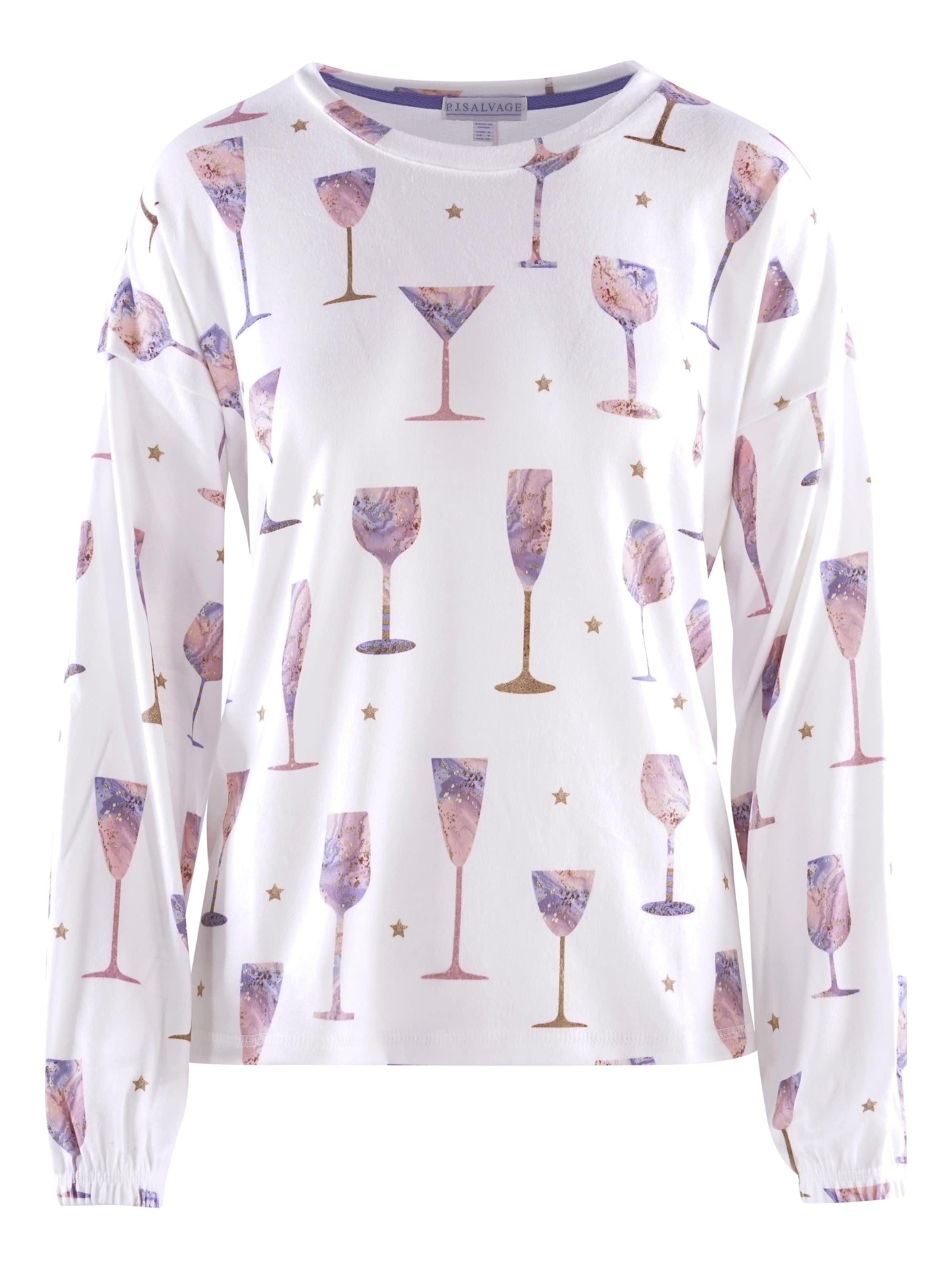 

PJ Salvage Пижамная рубашка 'Wineful Life' в белом цвете