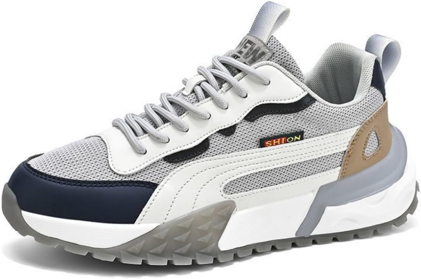 

Мужские модные кроссовки с дышащей сеткой, шнуровкой, на платформе, повседневные, с круглым носком, против скольжения, для бега, ходьбы и ежедневного ношения Netehadi, белый