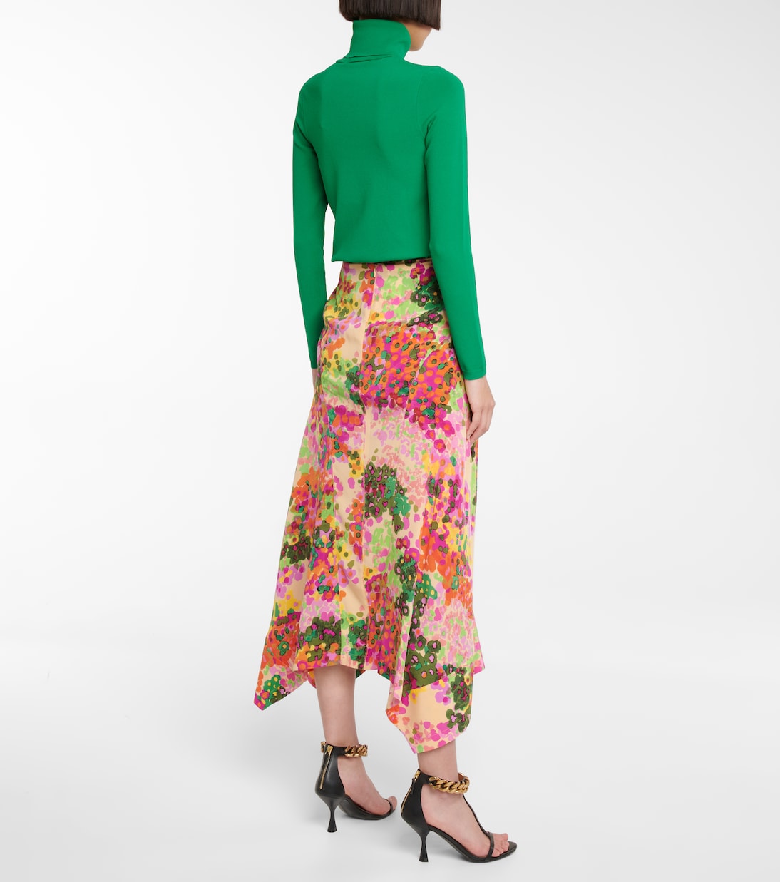 Юбка миди из шелка с цветочным принтом Naya Stella McCartney, Multicolor Pink — фото 3