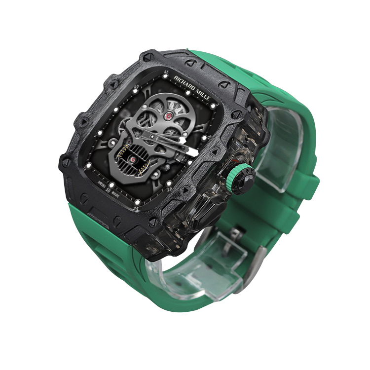 

Akkerds Часы Apple Alloy Case Material Ultra2/1 Generation, Black case, black medium frame, green fluoroelastomer single-hand buckle strap