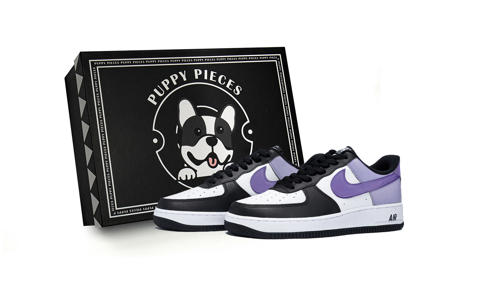 

Nike Кроссовки Air Force 1 Puppy Fragment, специальные, противоскользящие, износостойкие, низкие, для скейтбординга, мужские, белые, фиолетовые