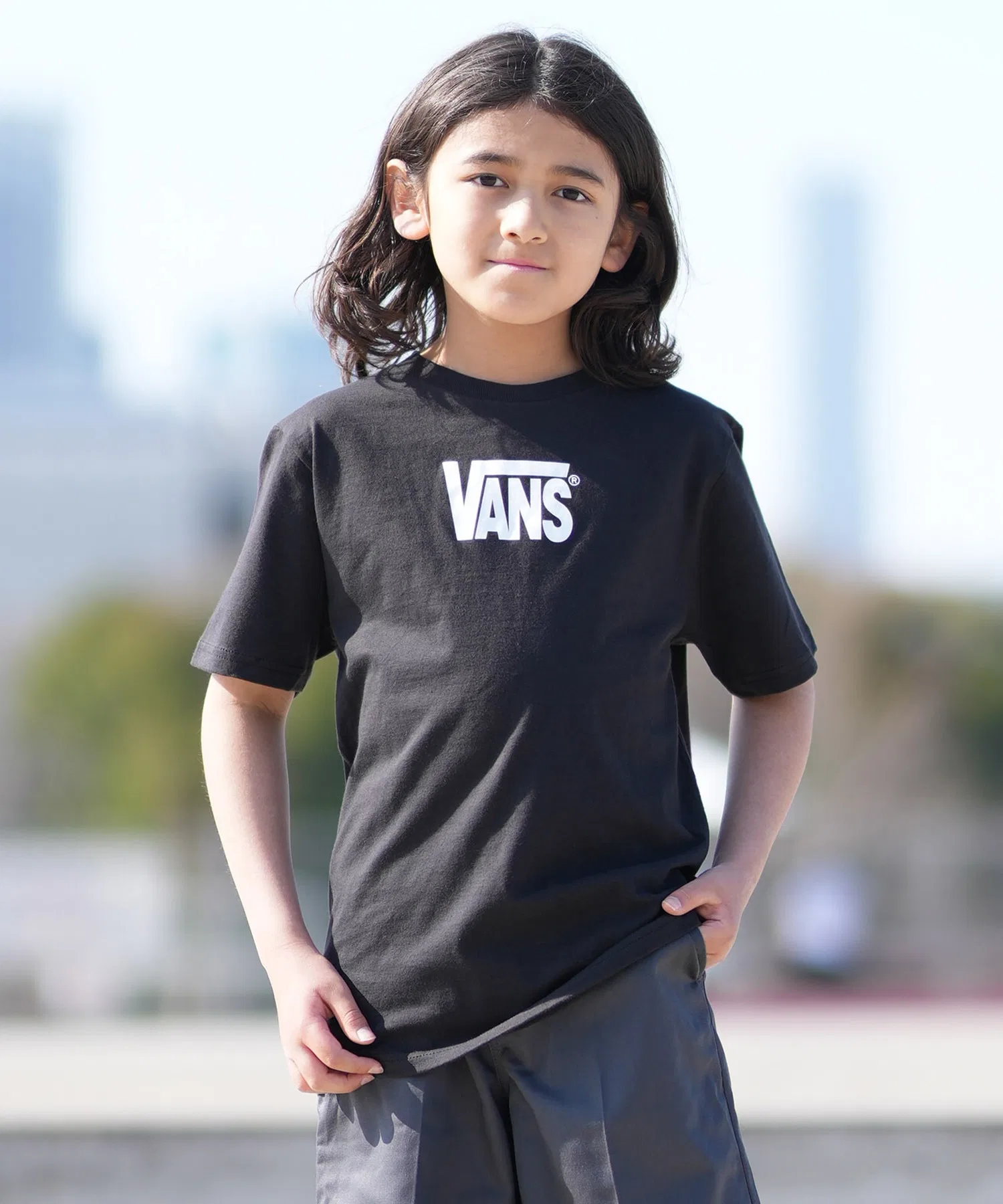 Детская футболка VANS с логотипом Drop V чёрная
