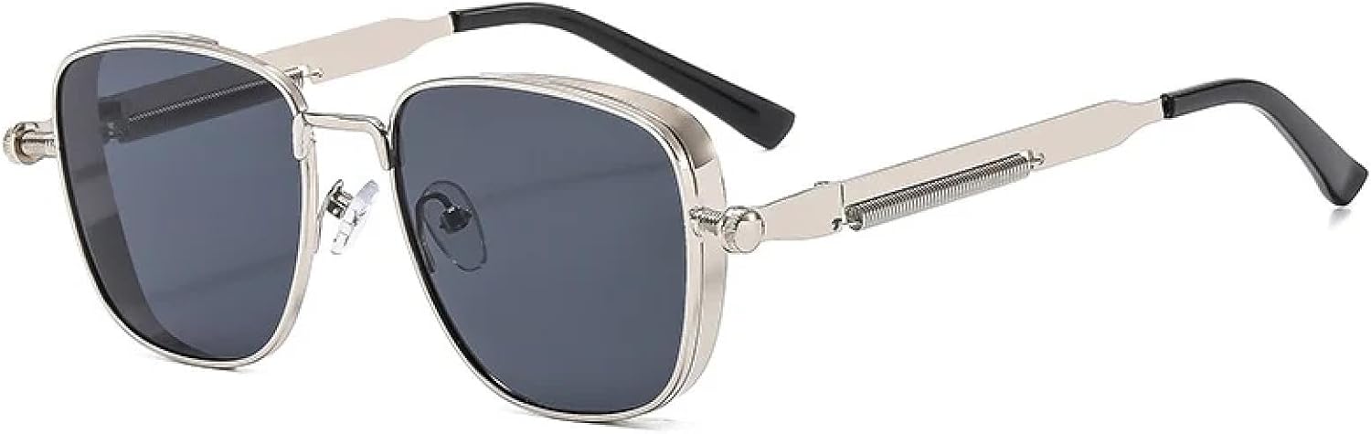 

Солнцезащитные очки с защитой от УФ-излучения UV400 | Металлические петли, цветные линзы | Для женщин и мужчин, для занятий спортом на открытом воздухе и вождения DSVIGF, Silver-black