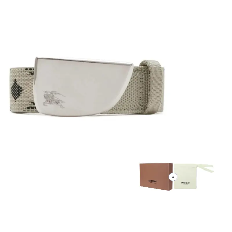 

Burberry Мужской кожаный ремень с логотипом и гладкой пряжкой, бежевый, 3 см