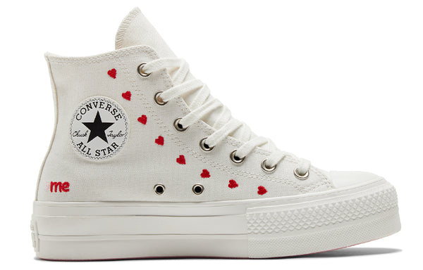 Кроссовки chuck taylor all star lift platform high 'embroidered hearts - white' Converse, белый — фото 2