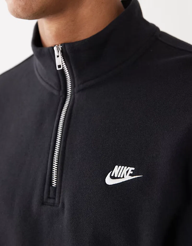 Толстовка Nike Club с логотипом и застежкой-молнией на четверть длины, черный — фото 3
