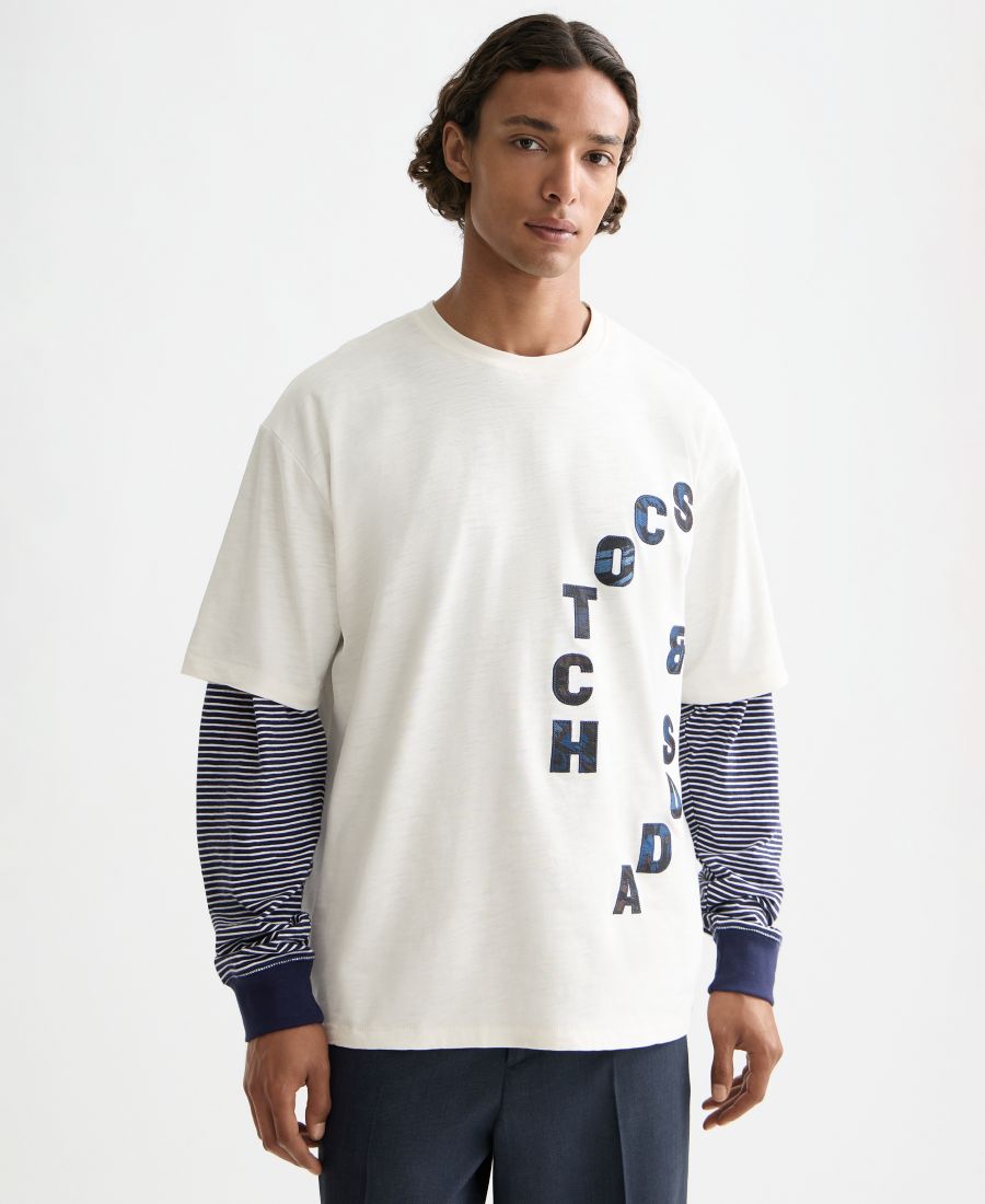 

Мужская свободная футболка с аппликацией SCOTCH & SODA, Eggnog, Бежевый, Мужская свободная футболка с аппликацией SCOTCH & SODA, Eggnog